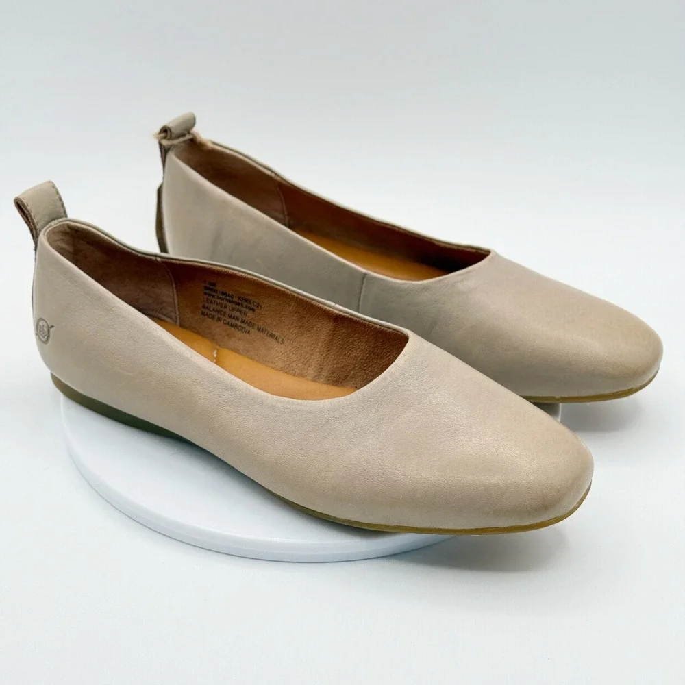 Born Becca Ballet Flats Size 7.5 Womens Sage Leather Comfort New no box‎